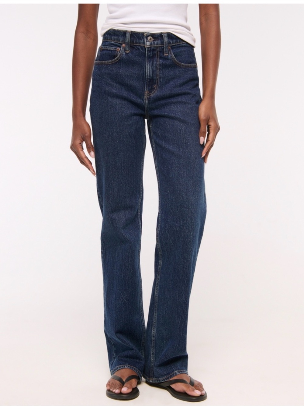 Abercrombie & Fitch High-Rise Women's Blue Straight Jeans - Picture 4 of 9